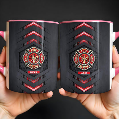 Fire Rescue Courage Honor Maltese Cross Badge With Firefighter Tools Design