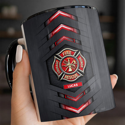 Fire Rescue Courage Honor Maltese Cross Badge With Firefighter Tools Design