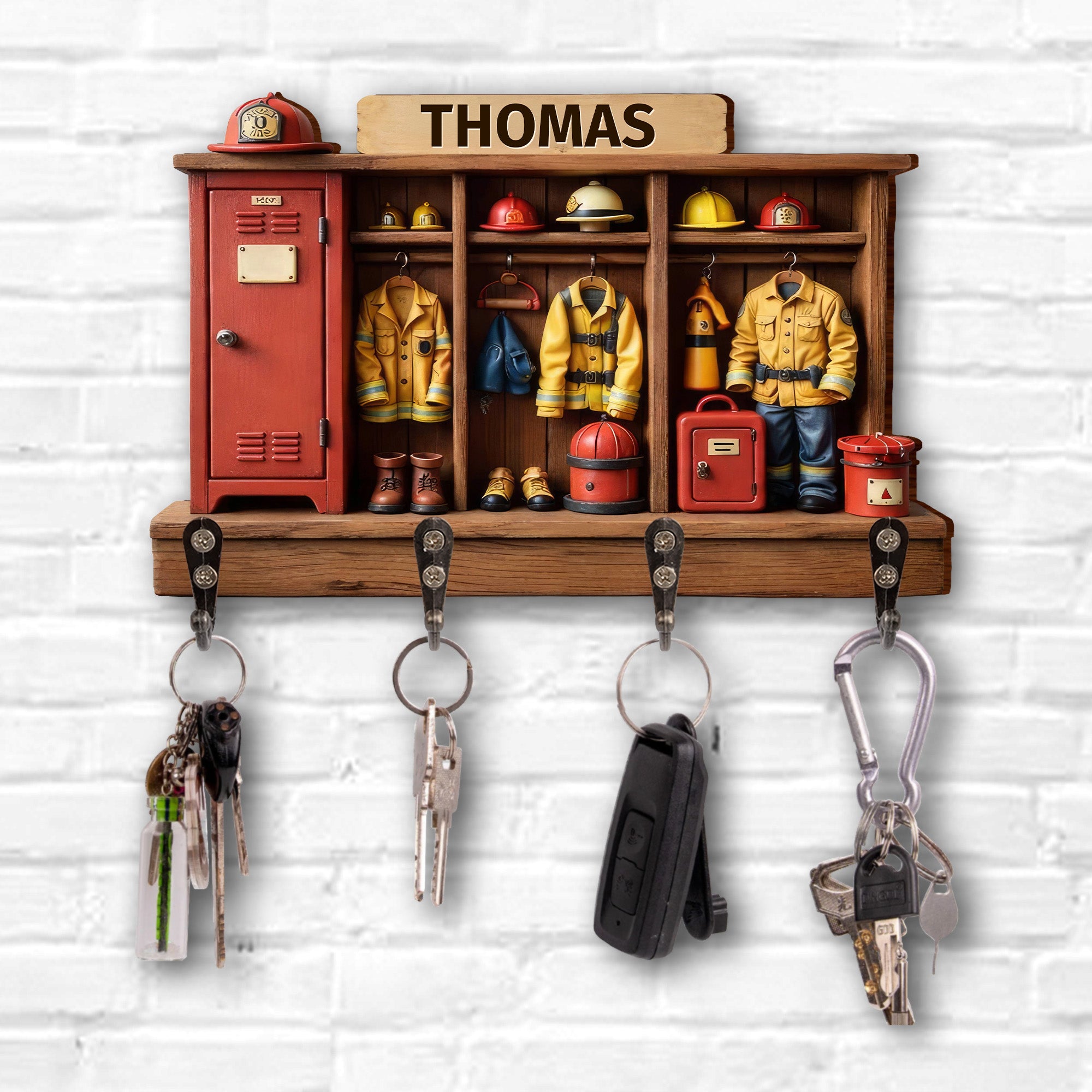 Our Hero Always Ready, Personalized Key Holder, Gift For Firefighters ...