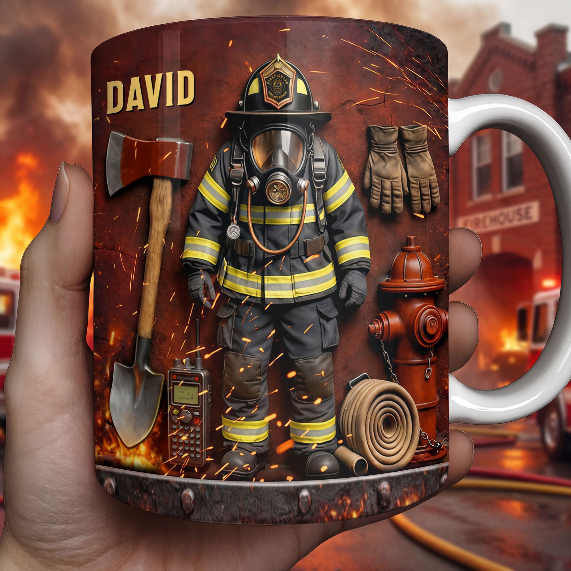 Brave Firefighter, Personalized Coffee Mug, Gift For Firefighter Hero ...