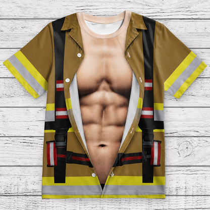 Stronger Than Ever Funny 3D Firefighter Uniform With Muscles - Personalized Custom Unisex All-Over Printed T-Shirt - FIF113_3T