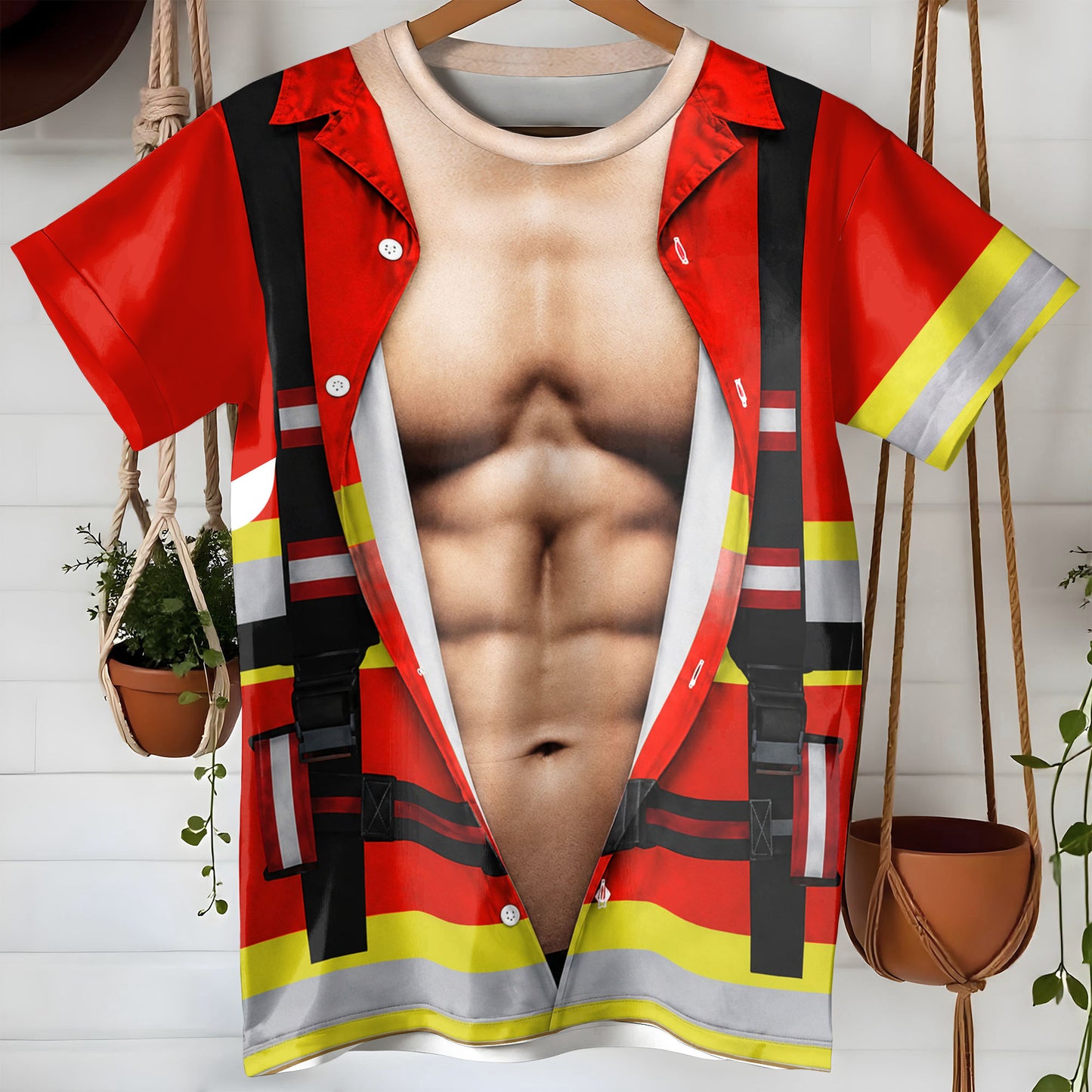 Stronger Than Ever Funny 3D Firefighter Uniform With Muscles - Personalized Custom Unisex All-Over Printed T-Shirt - FIF113_3T