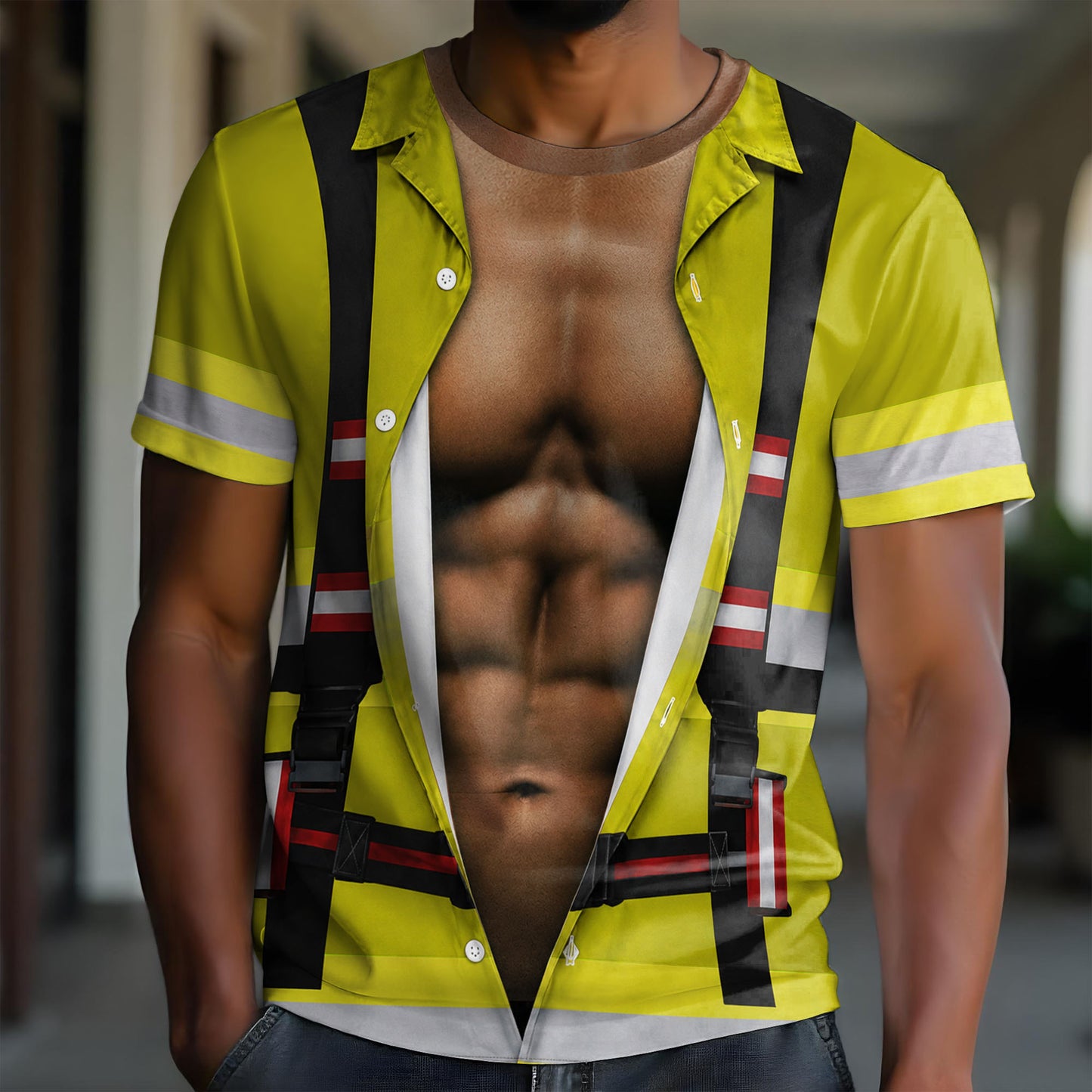 Stronger Than Ever Funny 3D Firefighter Uniform With Muscles - Personalized Custom Unisex All-Over Printed T-Shirt - FIF113_3T