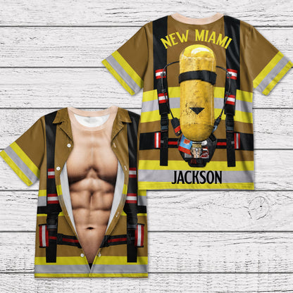 Stronger Than Ever Funny 3D Firefighter Uniform With Muscles - Personalized Custom Unisex All-Over Printed T-Shirt - FIF113_3T