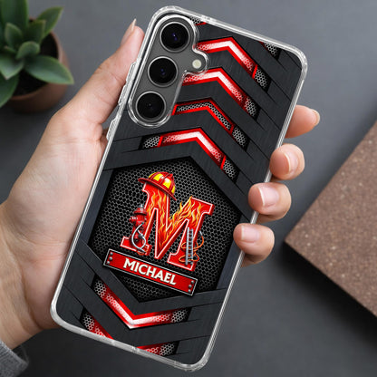 Firefighter Spirit Brave And Bold Custom Letter Helmet And Ladder - Personalized Clear Phone Case - FIF133_PHC