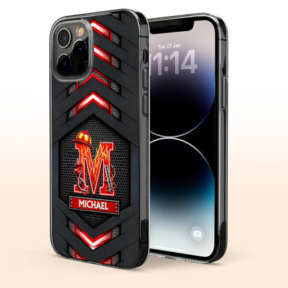 Firefighter Spirit Brave And Bold Custom Letter Helmet And Ladder - Personalized Clear Phone Case - FIF133_PHC