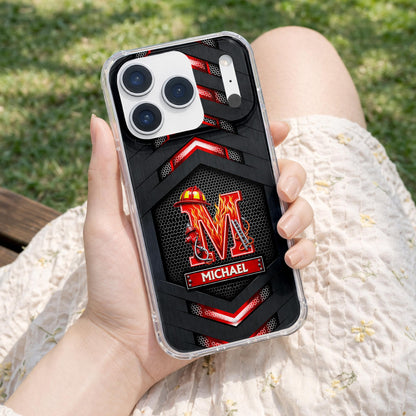 Firefighter Spirit Brave And Bold Custom Letter Helmet And Ladder - Personalized Clear Phone Case - FIF133_PHC