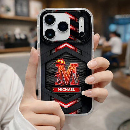 Firefighter Spirit Brave And Bold Custom Letter Helmet And Ladder - Personalized Clear Phone Case - FIF133_PHC