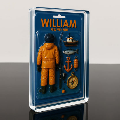 Reel Men Fish, Fisherman With Fishing Rod and Boat