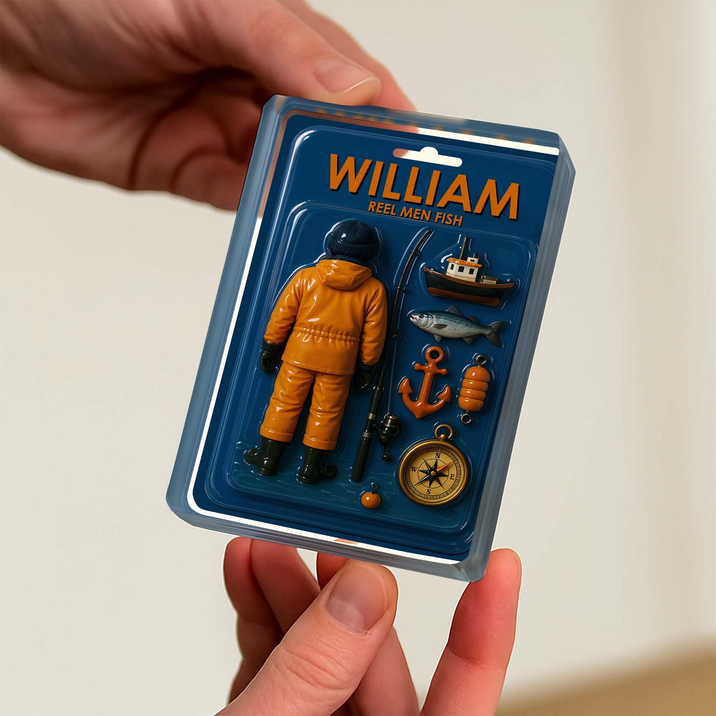 Reel Men Fish, Fisherman With Fishing Rod and Boat