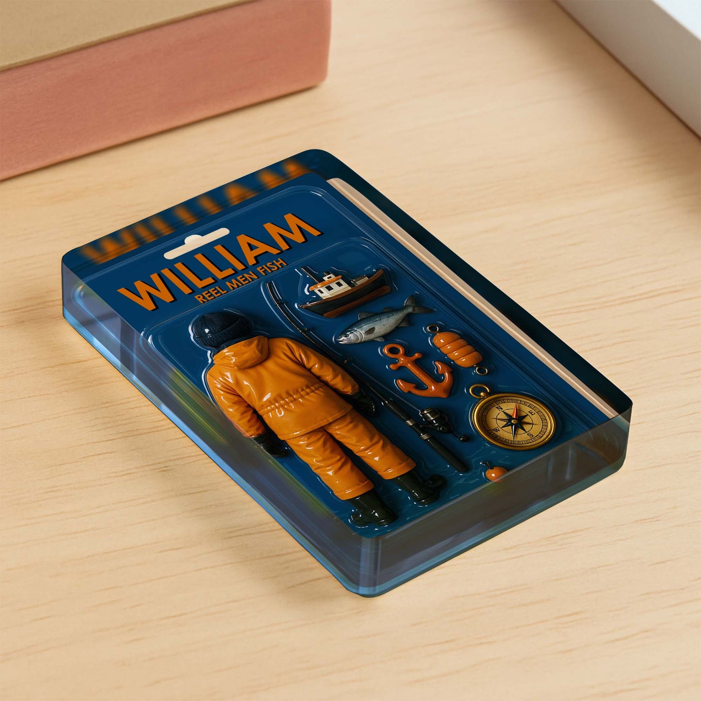 Reel Men Fish, Fisherman With Fishing Rod and Boat