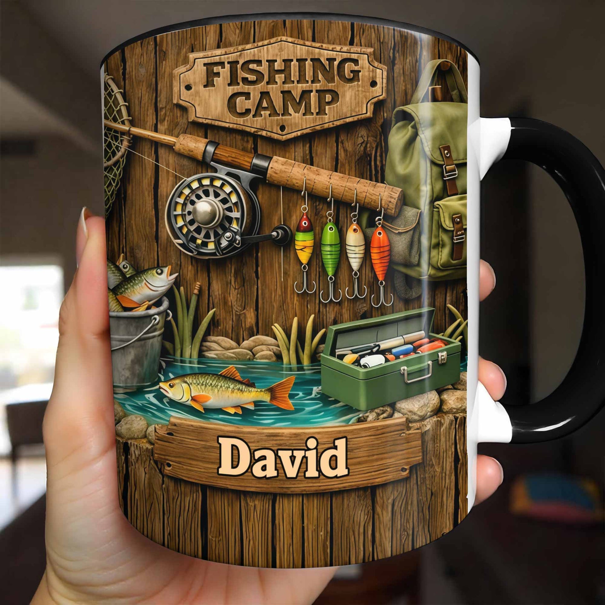 Fishing Camp Gear With Fishing Rod And Fish