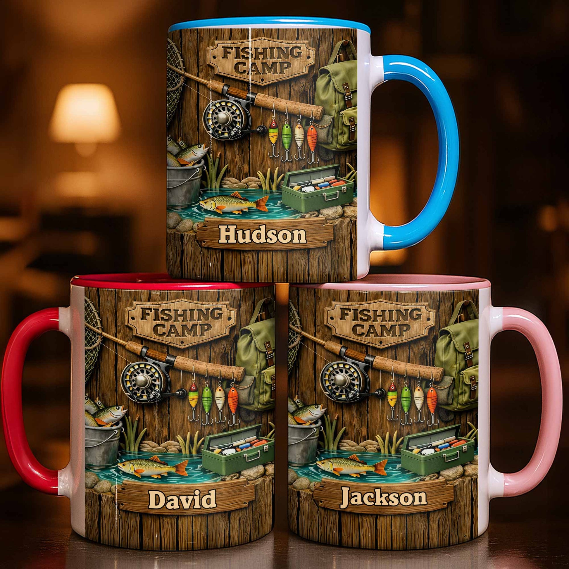 Fishing Camp Gear With Fishing Rod And Fish