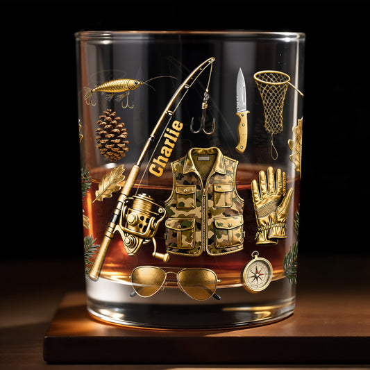 Customizable Fishing Enthusiast's Whiskey Glass