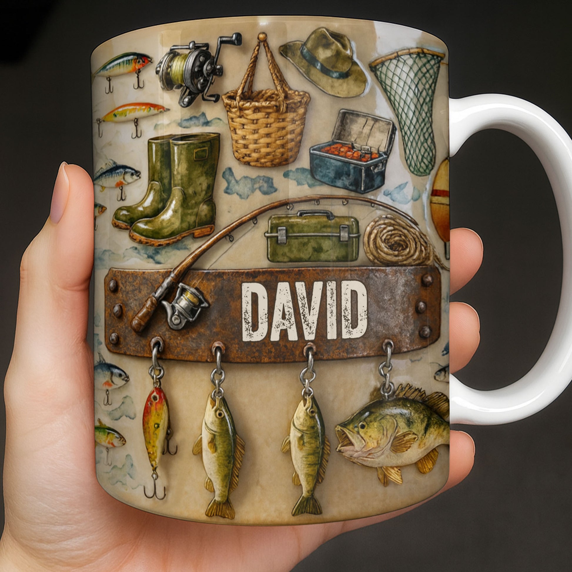 Customizable Design For Fishing Enthusiasts With Fishing Gear