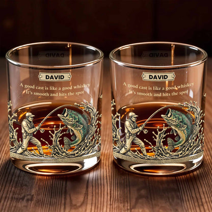 A Good Cast Is Like A Good Whiskey, Whiskey Glass For Fishing Enthusiasts