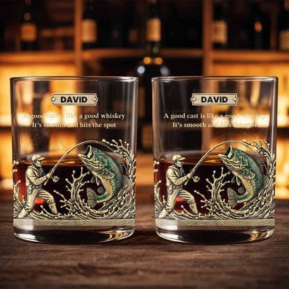 A Good Cast Is Like A Good Whiskey, Whiskey Glass For Fishing Enthusiasts