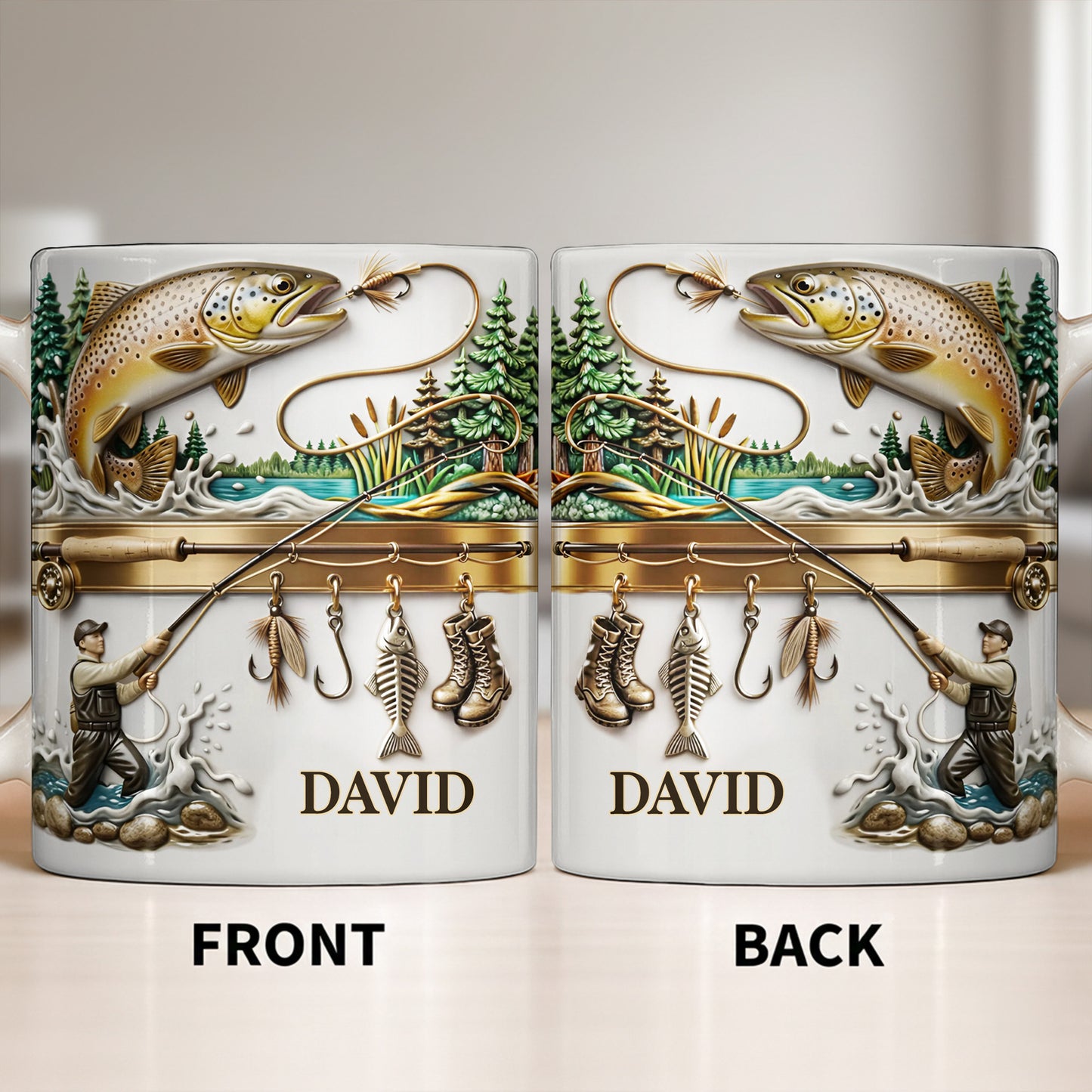 Personalized Gift For Fishing Enthusiasts With Fisherman And Lures