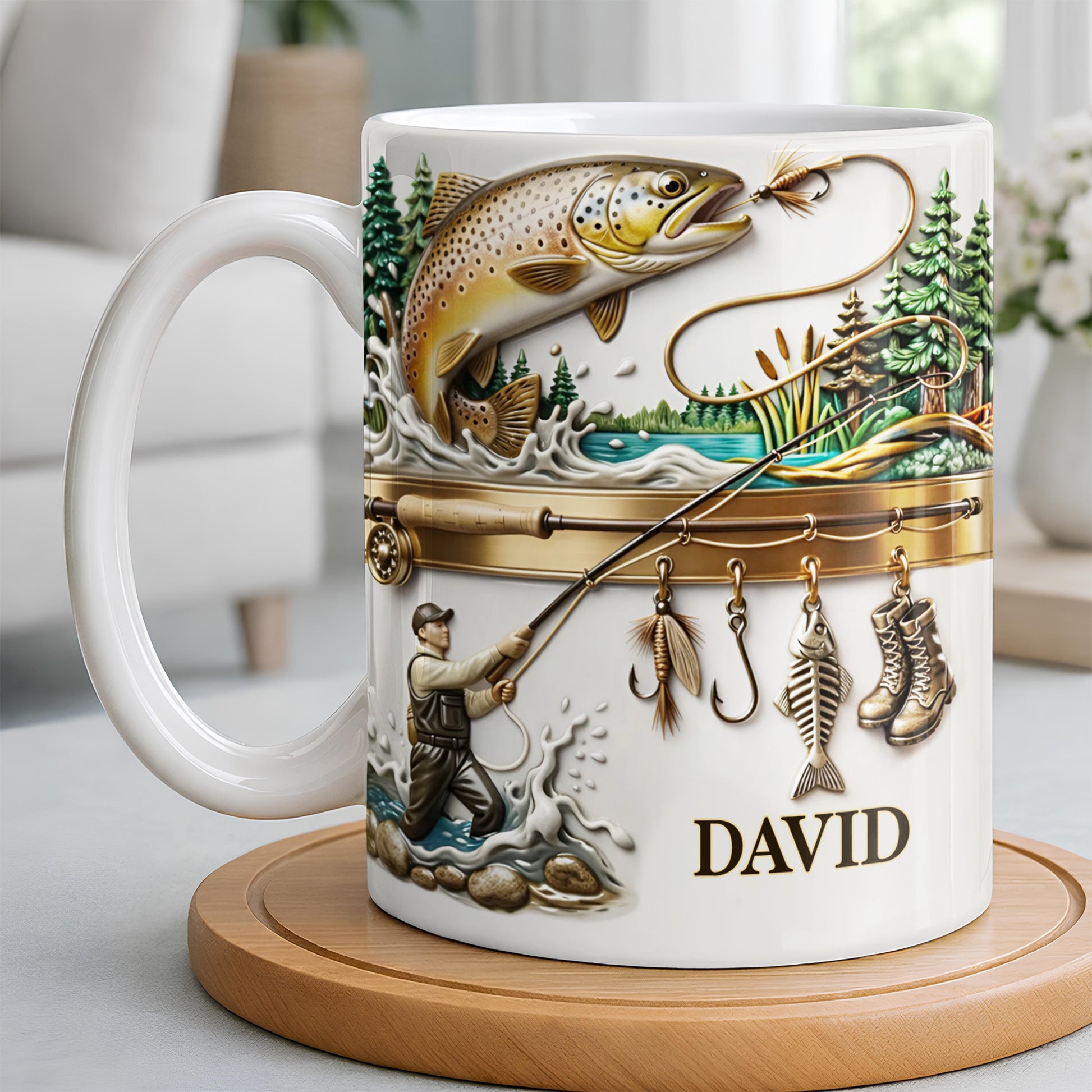 Personalized Gift For Fishing Enthusiasts With Fisherman And Lures