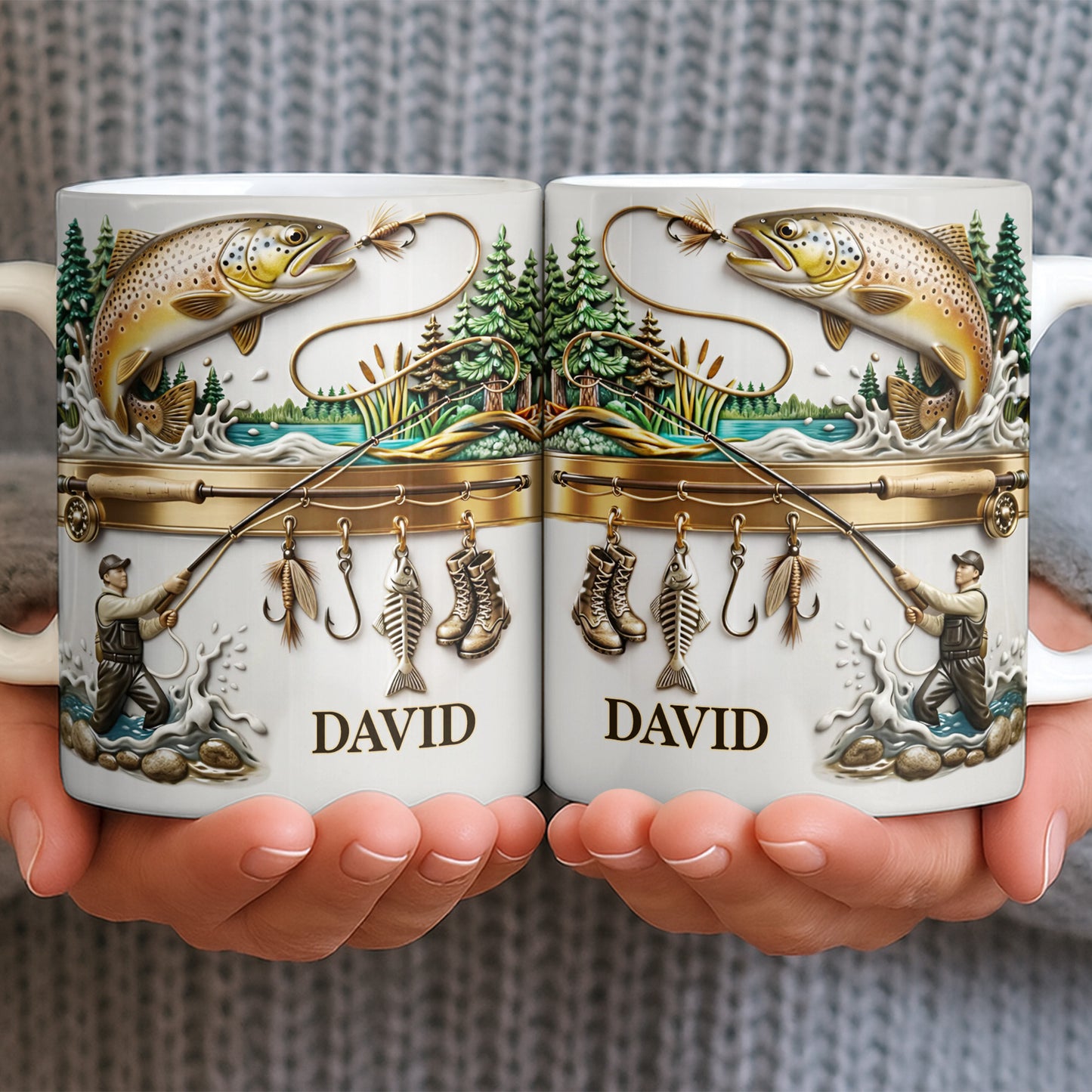 Personalized Gift For Fishing Enthusiasts With Fisherman And Lures