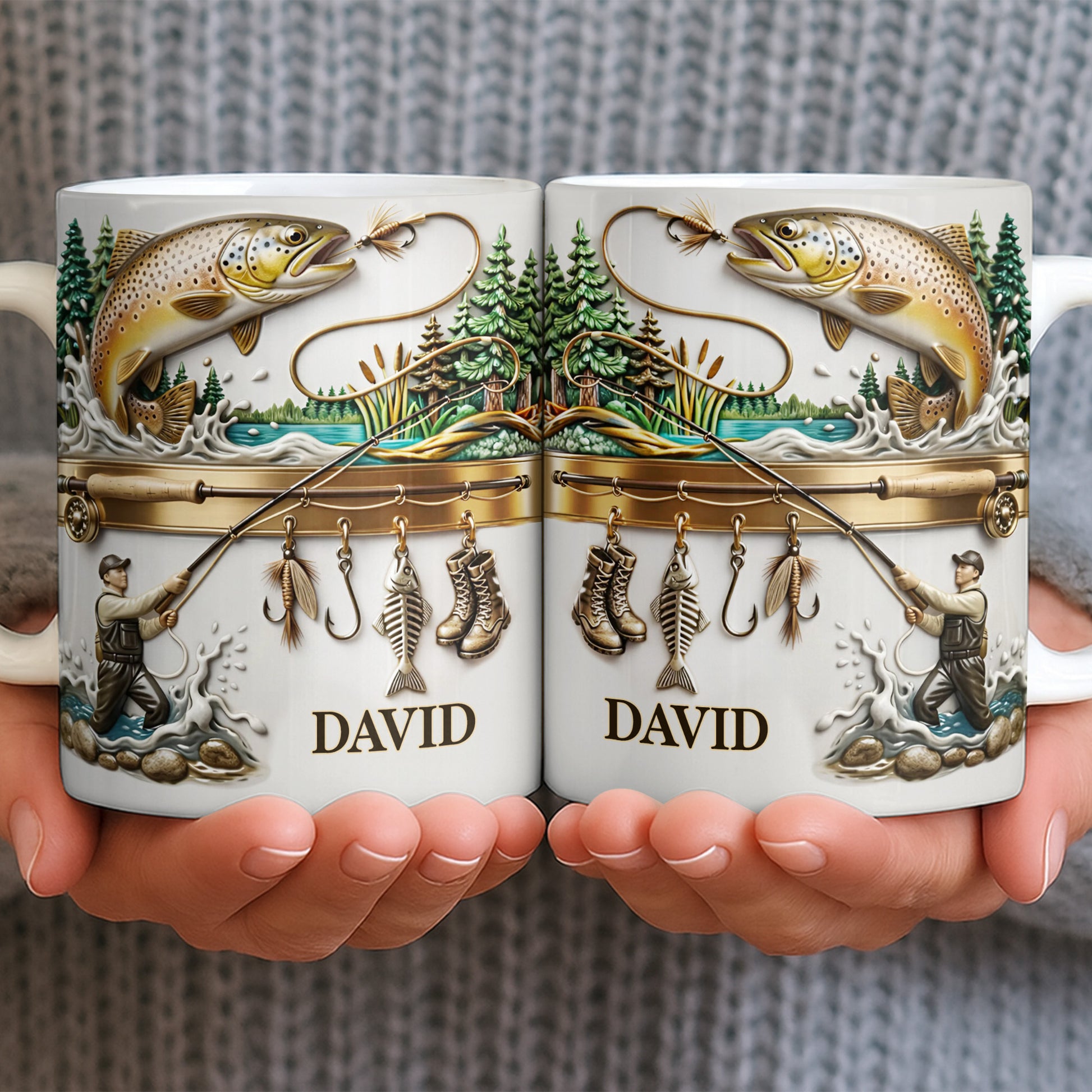 Personalized Gift For Fishing Enthusiasts With Fisherman And Lures