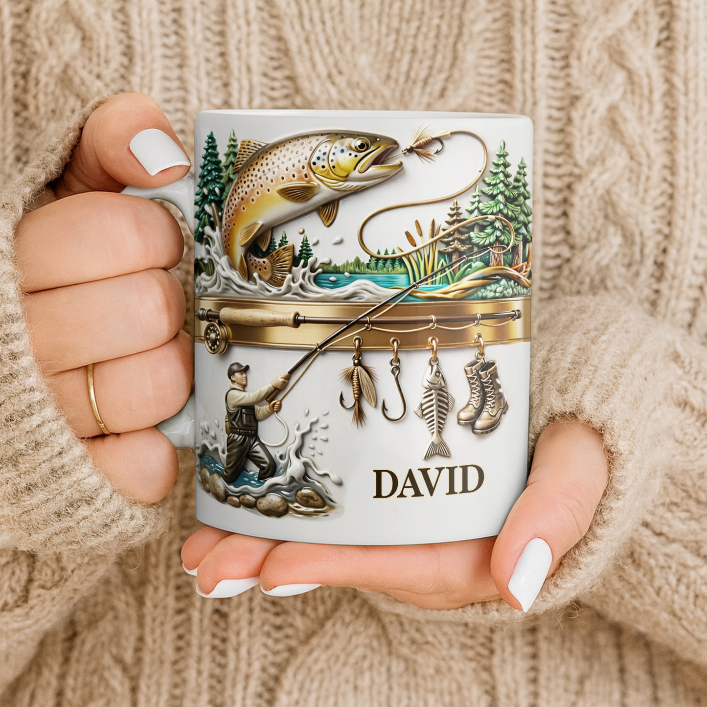 Personalized Gift For Fishing Enthusiasts With Fisherman And Lures