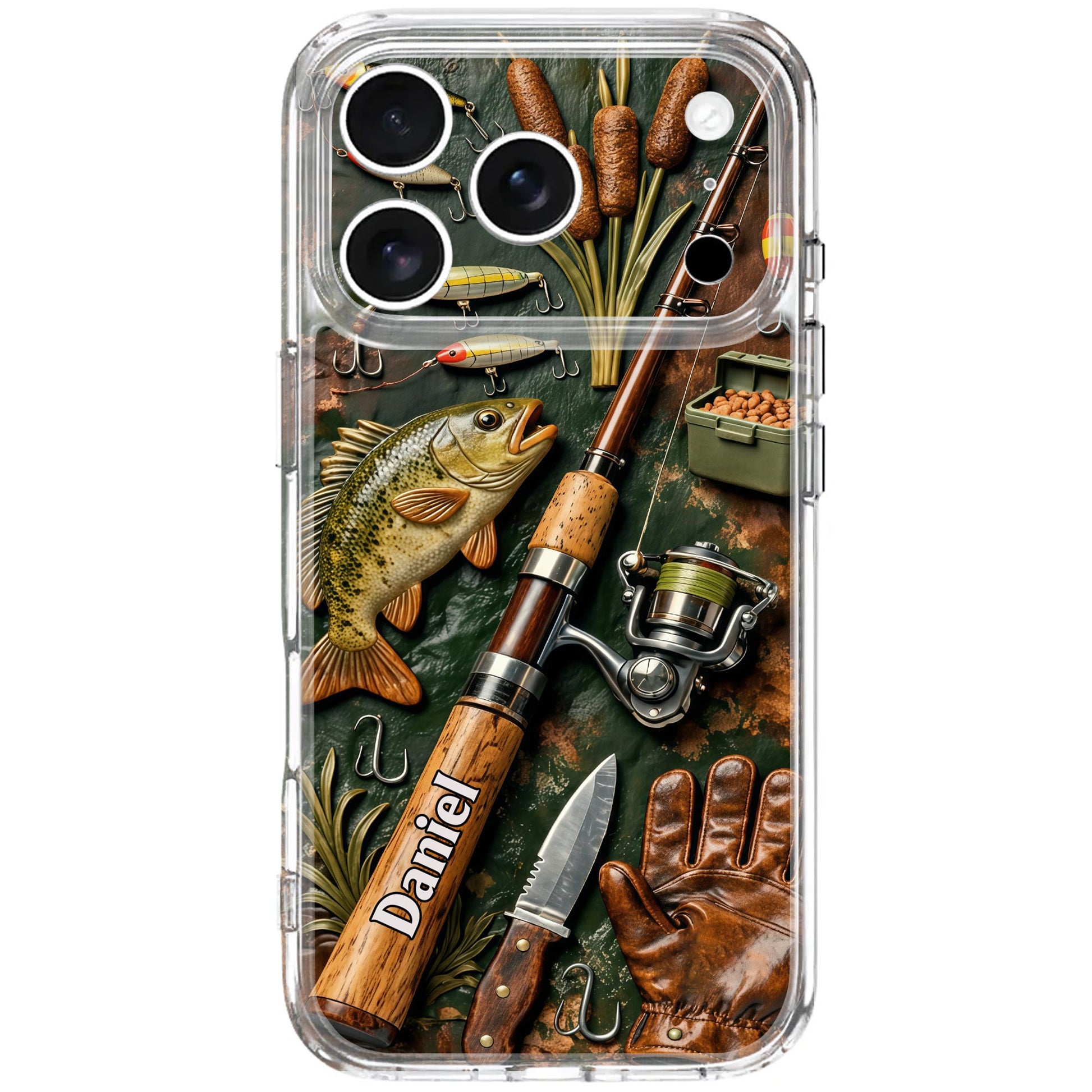 A Perfect Day Fishing Rod and Bass Fish Design