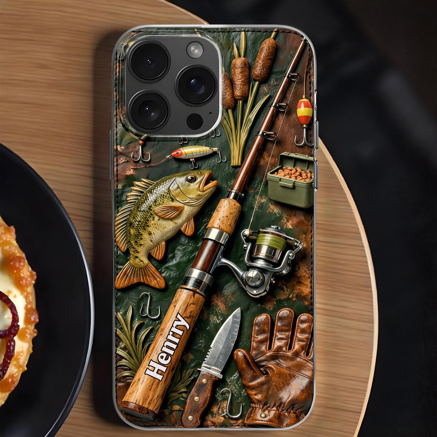 A Perfect Day Fishing Rod and Bass Fish Design