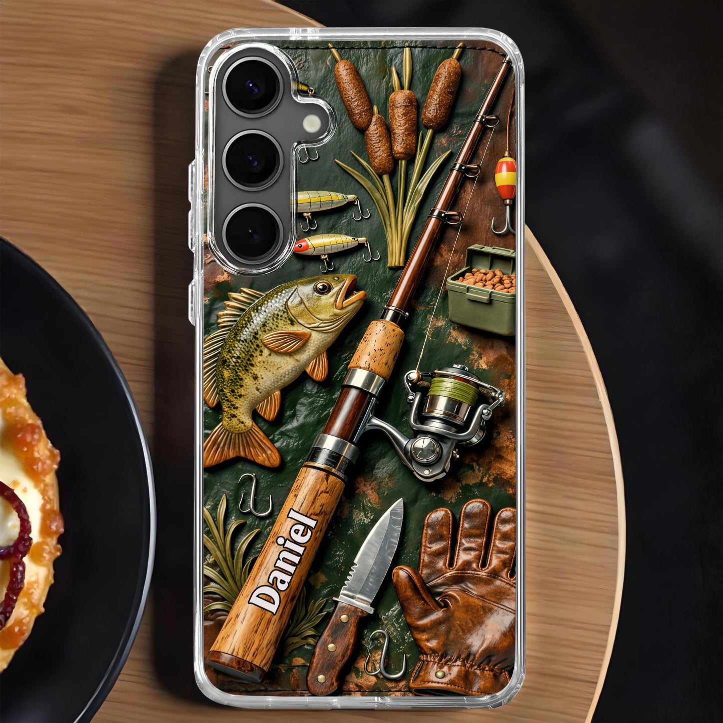 A Perfect Day Fishing Rod and Bass Fish Design