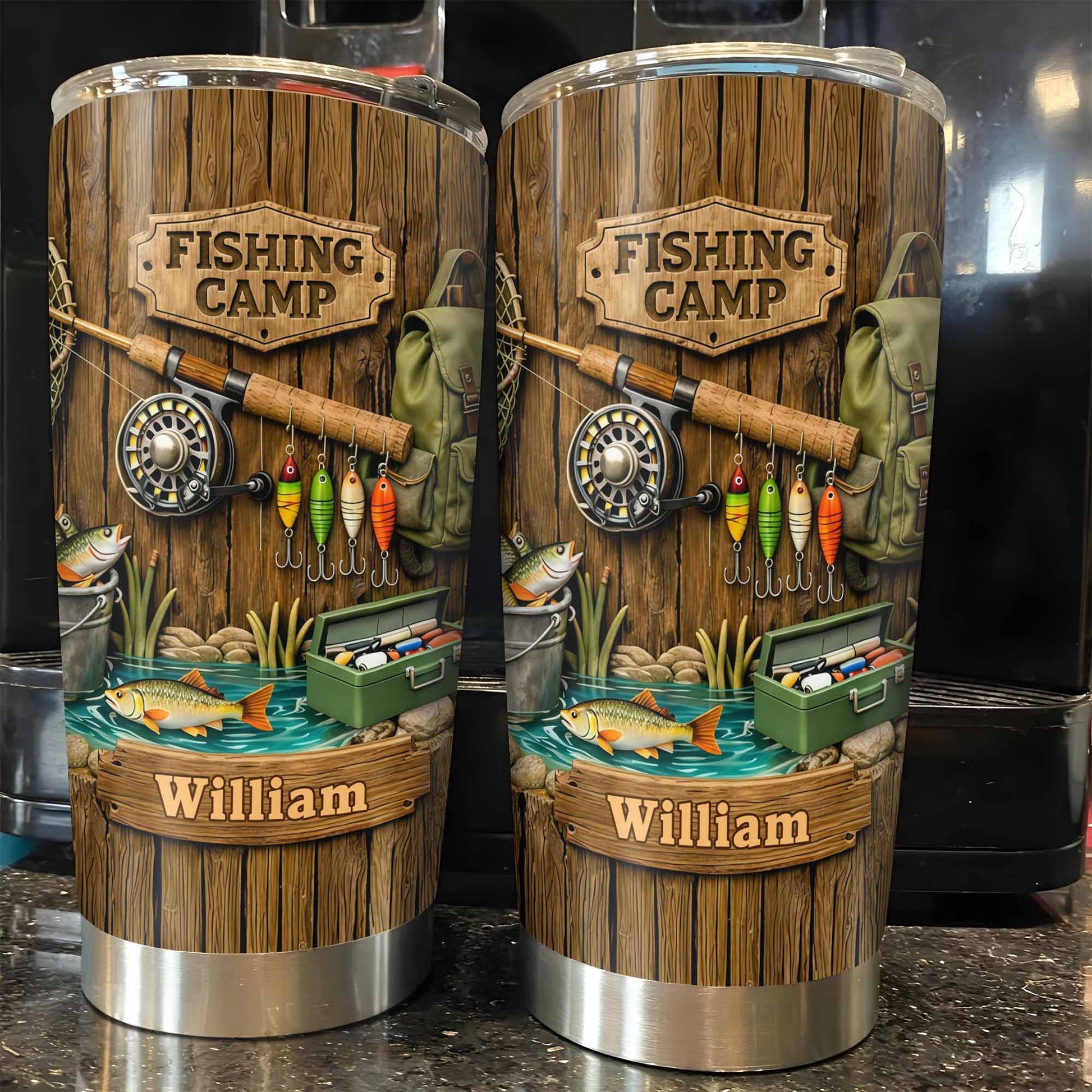 Fishing Camp With Fishing Gear and Fish