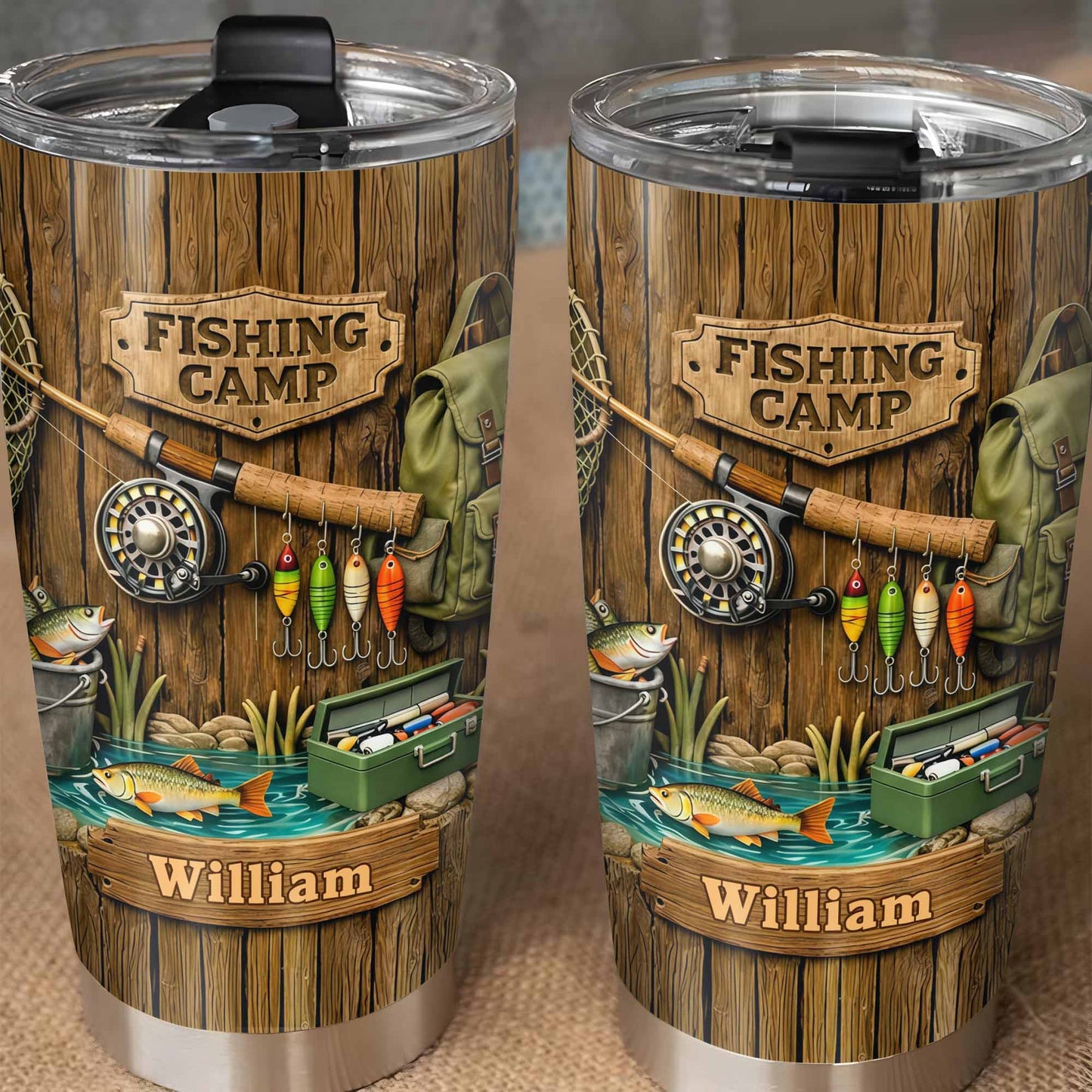 Fishing Camp With Fishing Gear and Fish