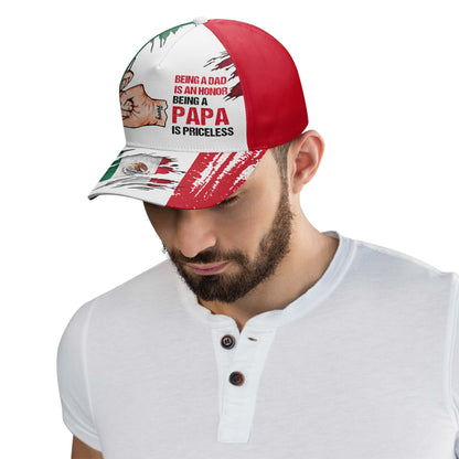 Ser papá es un honor. Ser PAPA no tiene precio. Gorra personalizada, gorra de béisbol con estampado integral. FM001_BAC