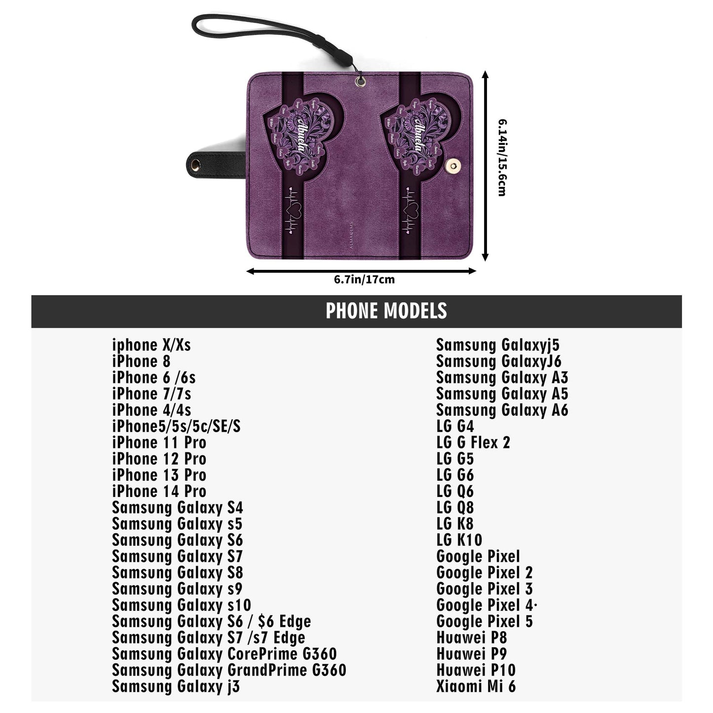 Pequeños amores - Cartera de cuero personalizada para teléfono - FM002_PW