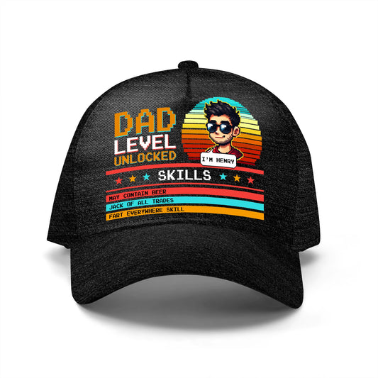 Dad Level Unlocked - Special Personalized Custom Hat, All Over Print Baseball Cap - FM004_BAC