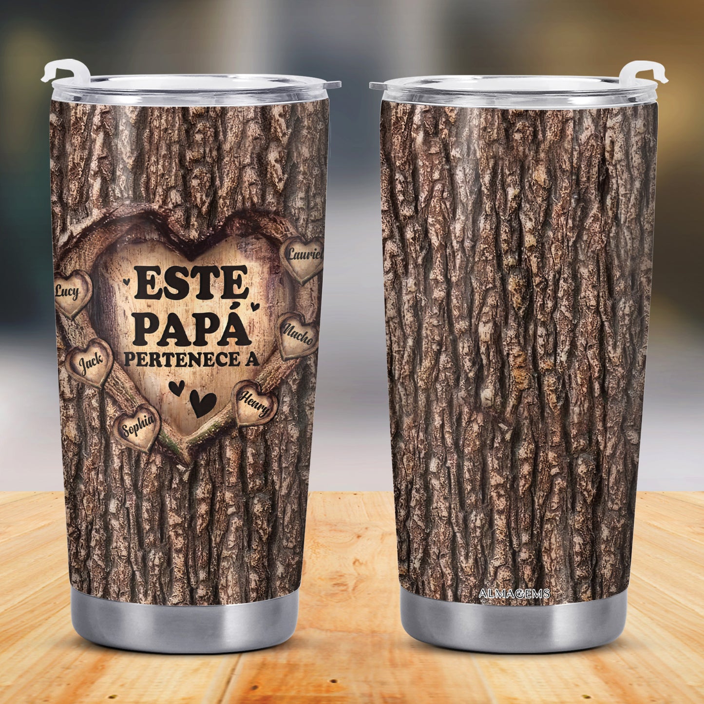 Este Papá Pertenece A - Vaso de acero inoxidable personalizado de 20 oz y 30 oz - FM005_TB