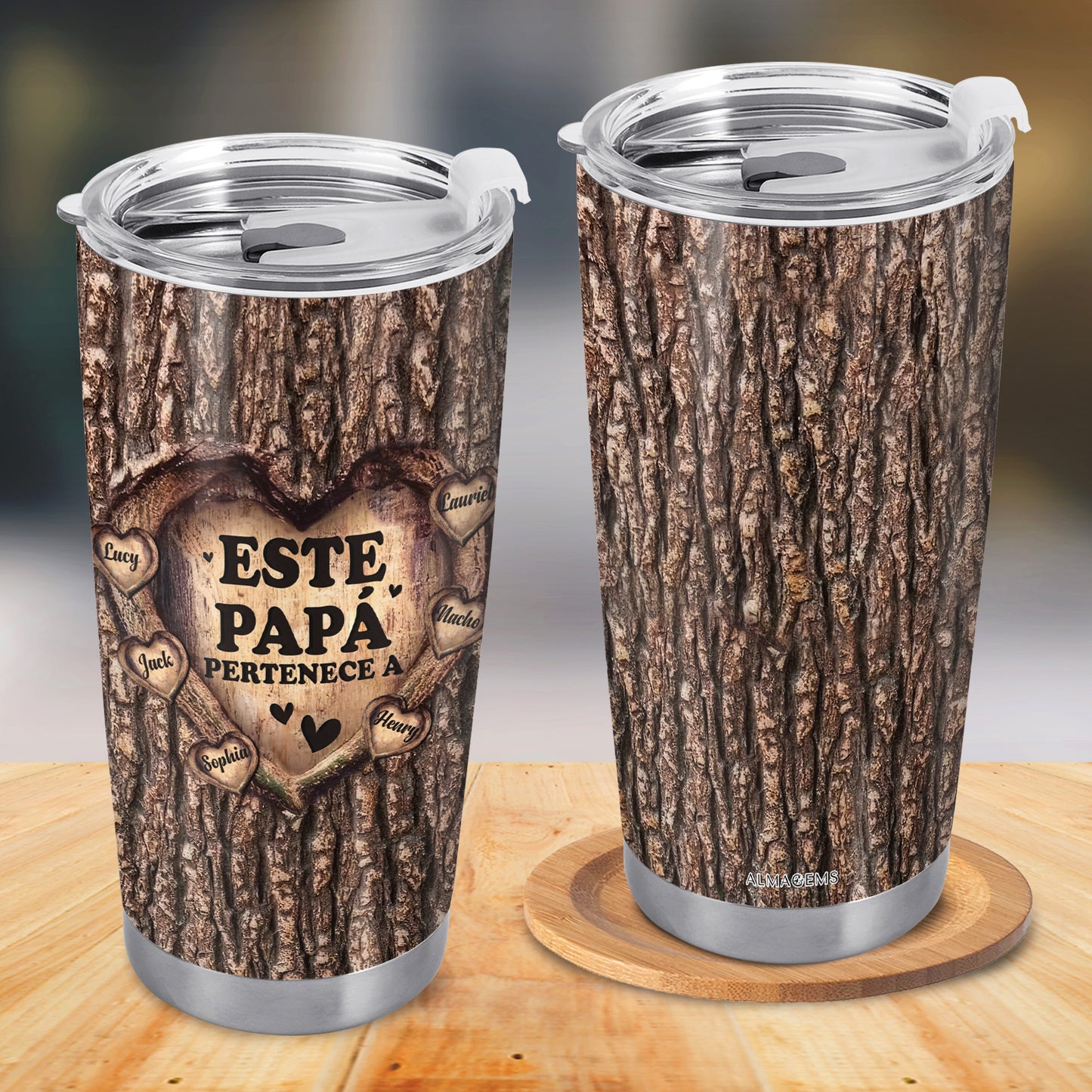 Este Papá Pertenece A - Vaso de acero inoxidable personalizado de 20 oz y 30 oz - FM005_TB