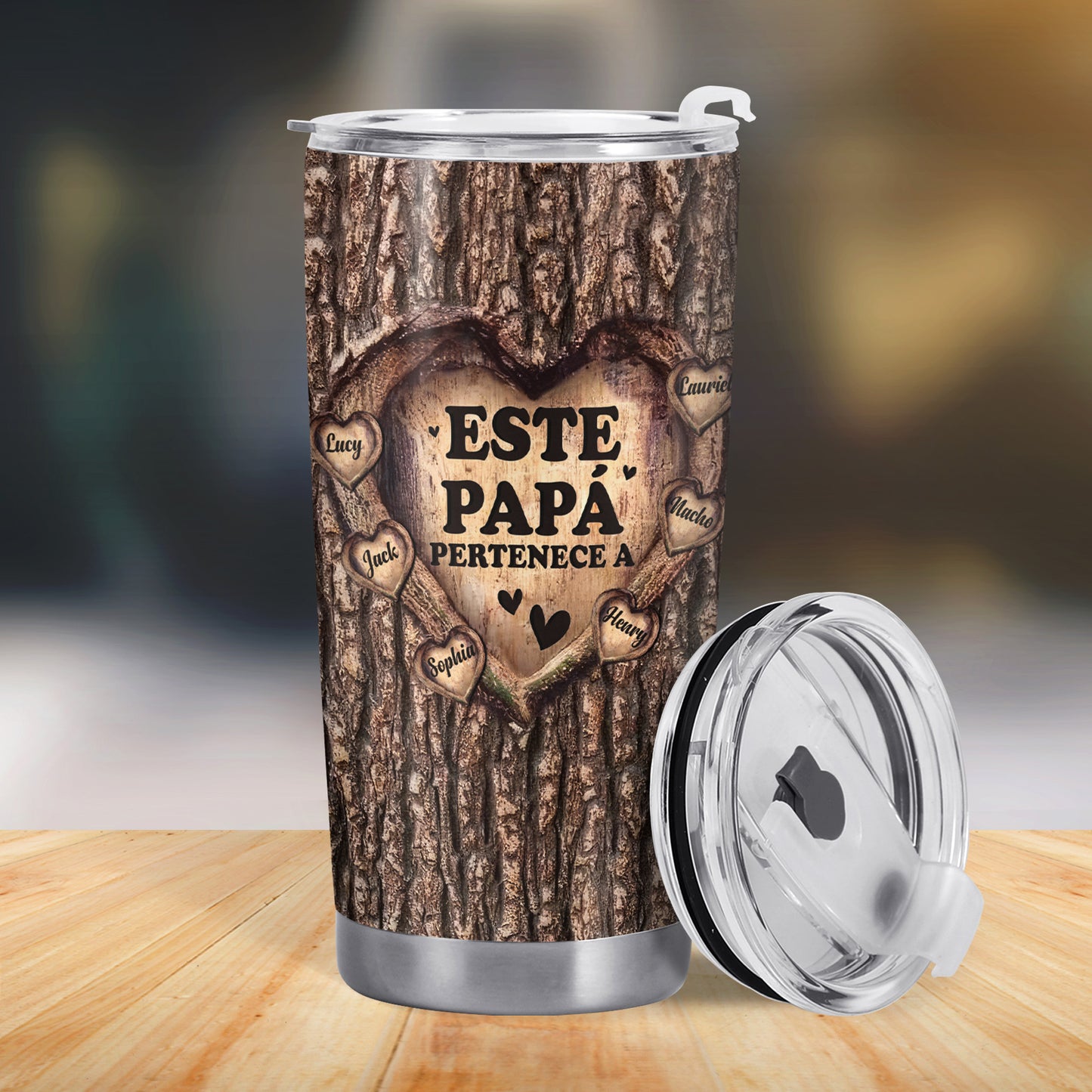 Este Papá Pertenece A - Vaso de acero inoxidable personalizado de 20 oz y 30 oz - FM005_TB