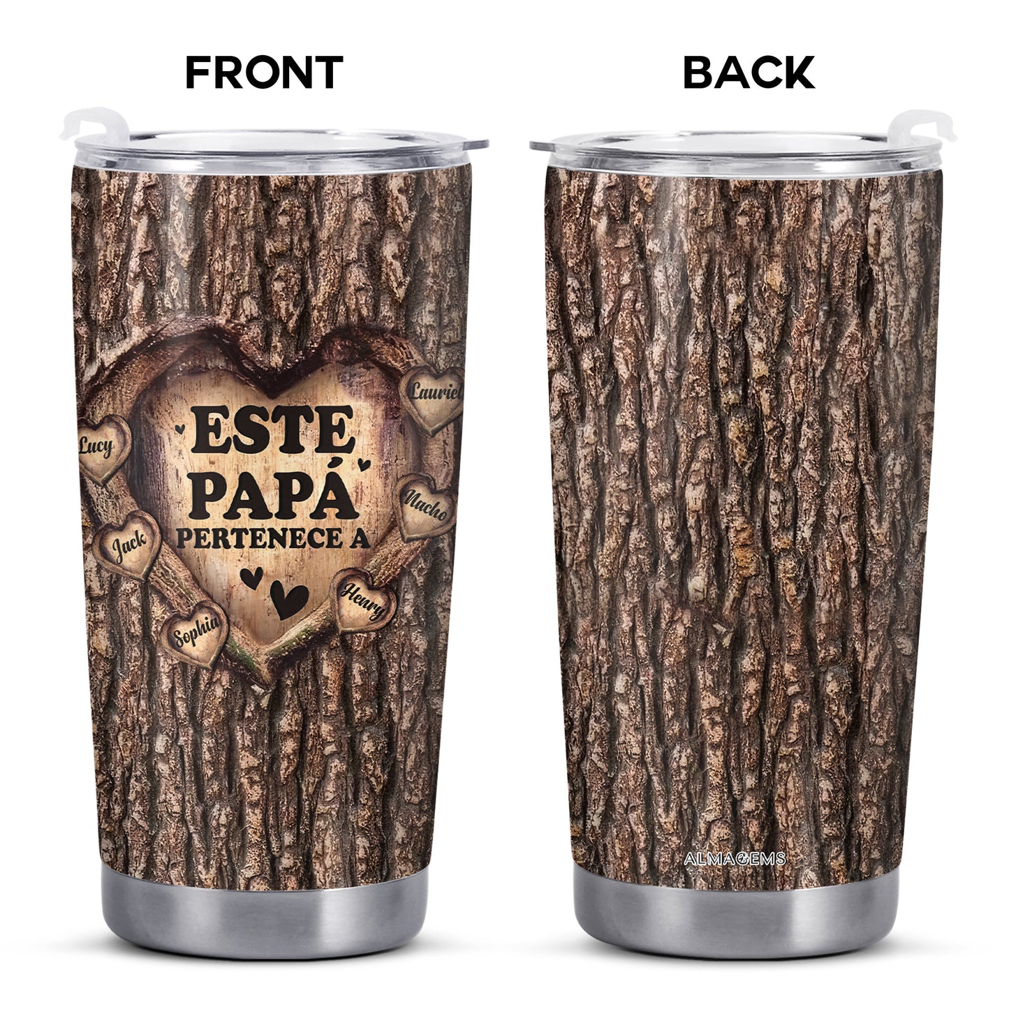 Este Papá Pertenece A - Vaso de acero inoxidable personalizado de 20 oz y 30 oz - FM005_TB