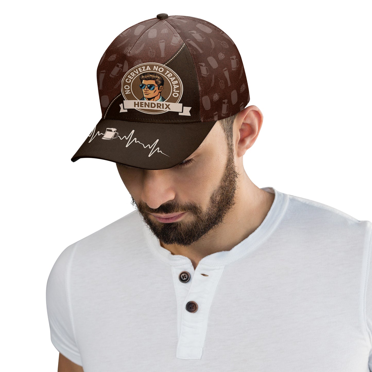 No Cerveza No Trabajo - Gorra de béisbol personalizada especial, gorra de béisbol con estampado completo - QCUS005_BAC