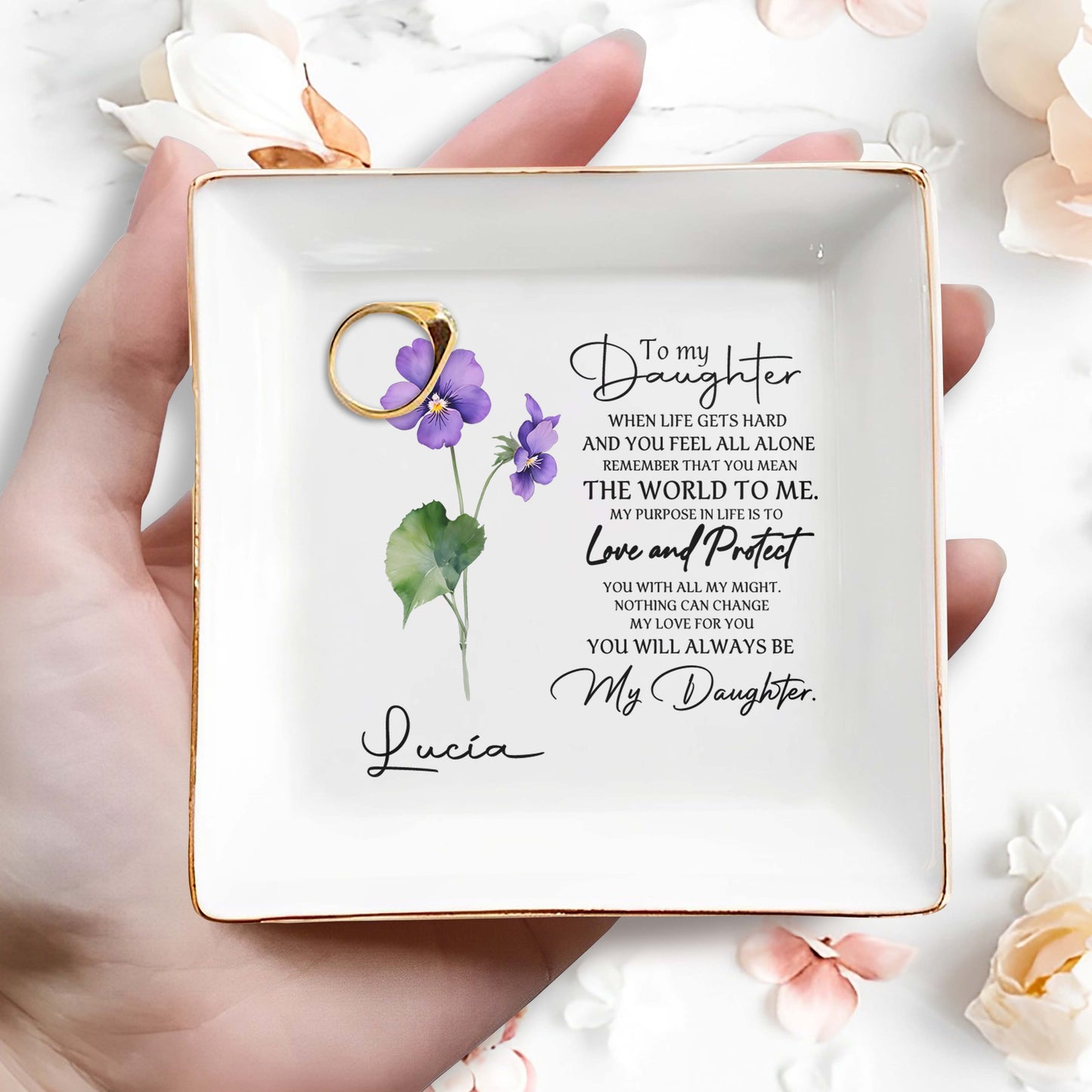 To My Daughter, When Life Gets Hard - Personalized Custom Jewelry Dish - FM011_SCRD