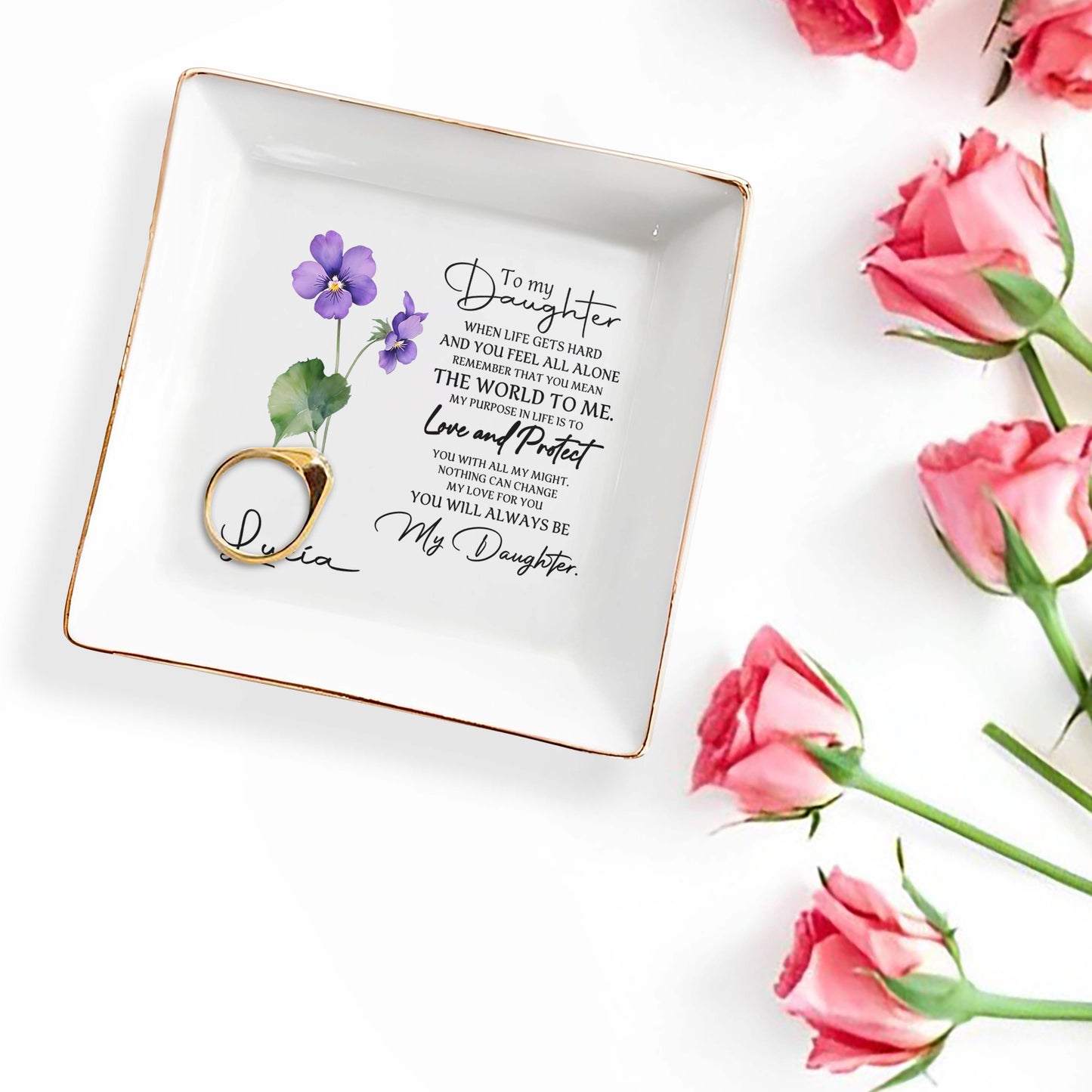 To My Daughter, When Life Gets Hard - Personalized Custom Jewelry Dish - FM011_SCRD