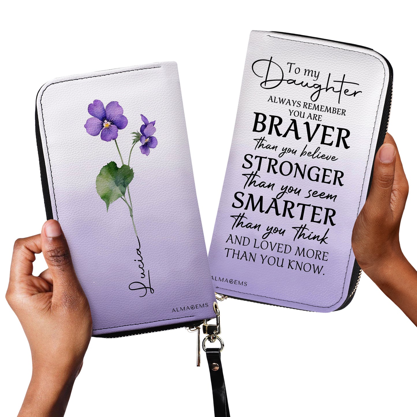 To My Daughter, Always Remember You Are Braver - Women Leather Wallet - FM013_WW