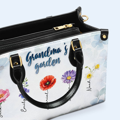 Grandma's garden. El Jardín De La Abuela - Personalized Custom Leather Handbag - FM014_HB