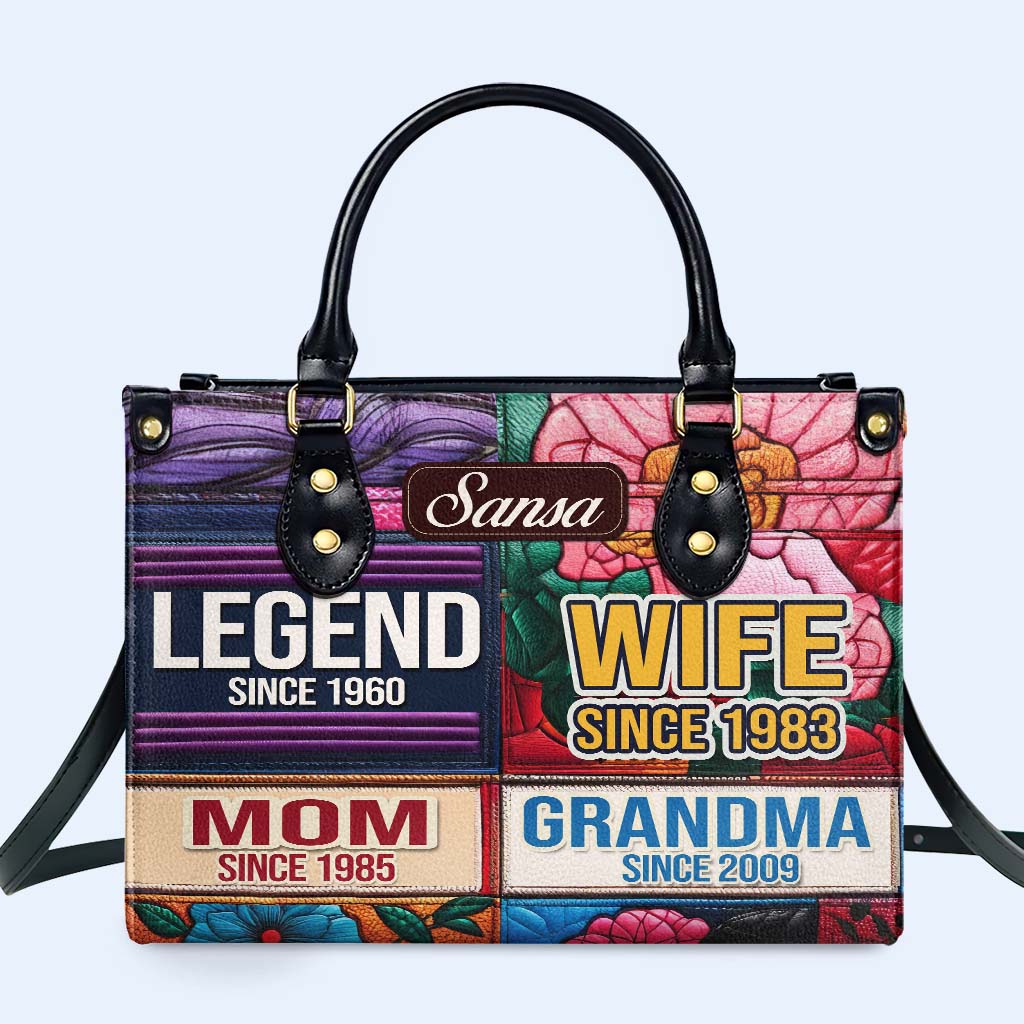 Leyenda Esposa Mamá Abuela Desde Hace Años - Bolso de Cuero Personalizado - FM016_HB