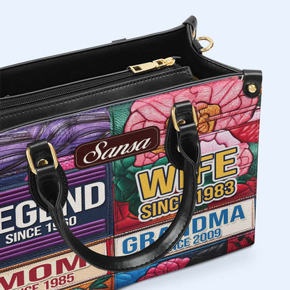 Leyenda Esposa Mamá Abuela Desde Hace Años - Bolso de Cuero Personalizado - FM016_HB