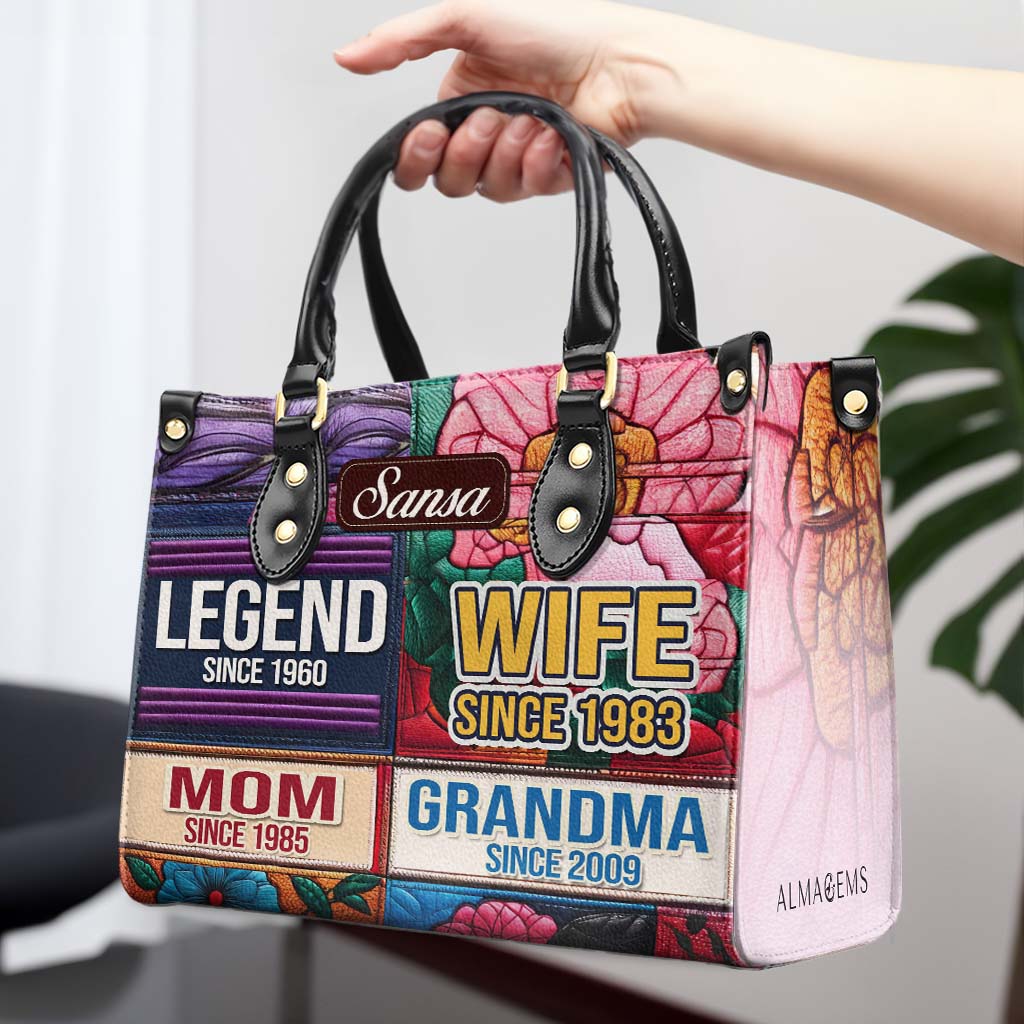 Legend Wife Mom Grandma Since Year - Personalized Custom Leather Handbag - FM016_HB