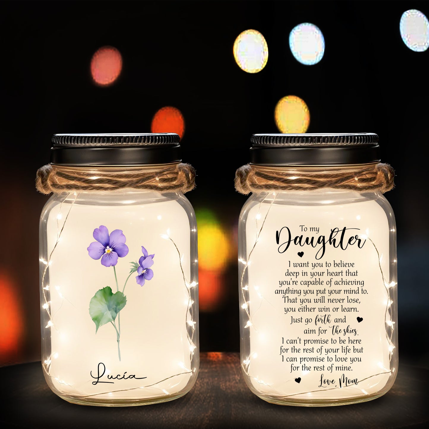 To My Daughter - Personalized Custom Mason Jar Light - FM020_JARL