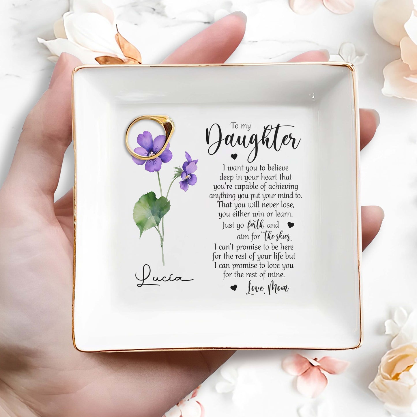 To My Daughter, Believe Deep In Your Heart - Personalized Custom Jewelry Dish - FM020_SCRD