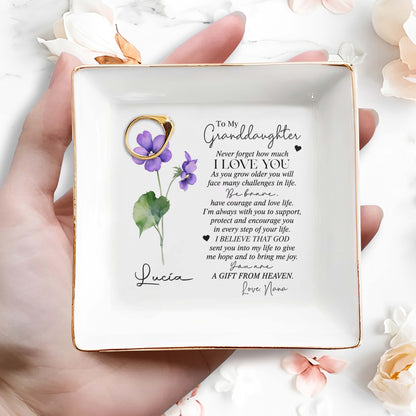 To My Granddaughter, Be Brave - Personalized Custom Jewelry Dish - FM025_SCRD