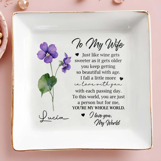 To My Wife, You'Re My Whole World - Personalized Custom Jewelry Dish - FM026_SCRD